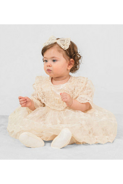 Pugi Baby Baby Girl Stylish Lace Mevlüt / Special Occasion Dress
