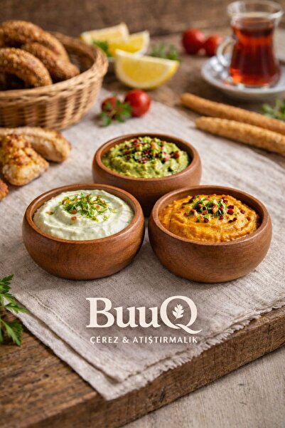 BuuQ Design Set of 3 Wooden Natural Dark Color Bowls 9 cm Diameter Dowry Snac...