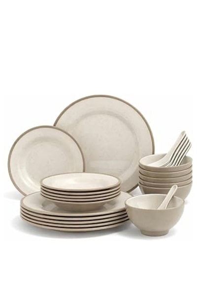 LANDREEN 24-piece shatterproof melamine dinnerware set, dishwasher safe, suit...