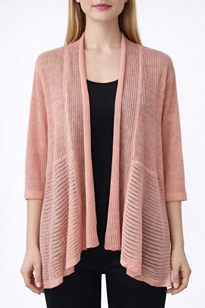 Neden Tekstil Salmon Asymmetrical Cut Knitwear Cardigan