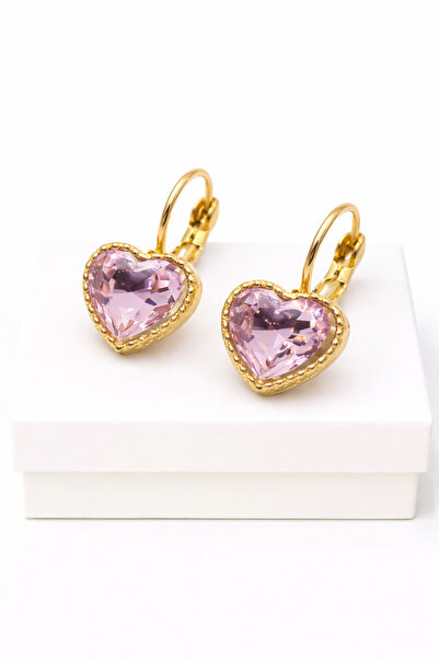 MakeWell High-Quality Brass Dangle Earrings with Heart Stone Detail – Elegant...