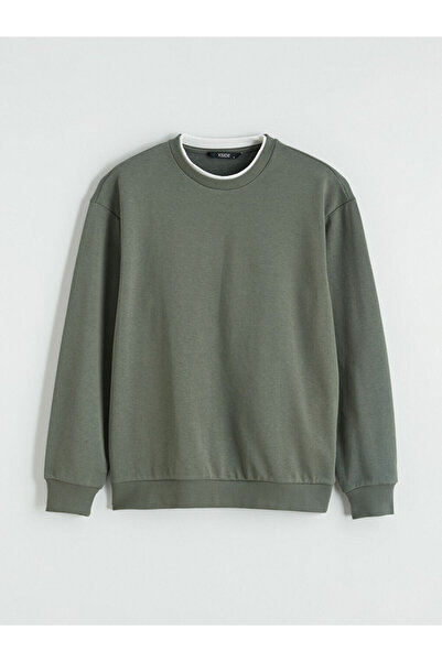 LC Waikiki Yeşil Bisiklet Yaka Erkek Sweatshirt