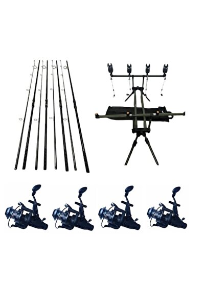 eastshark Set Pescuit EAST SHARK, 4 Lansete Carbon 3,90m,2 Segm, 4 Mulinete 8...