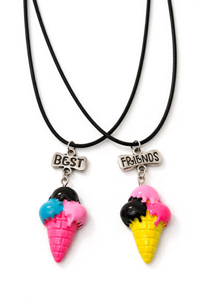 MakeWell قلادات بتصميم يونيكورن على شكل آيس كريم قوس قزح، مجموعة من قطعتين