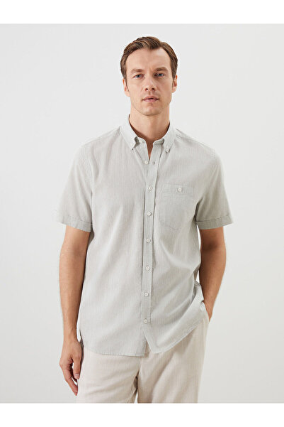 LC Waikiki Nevavm Regular Fit Linen Blend Men's Shirt with Difference