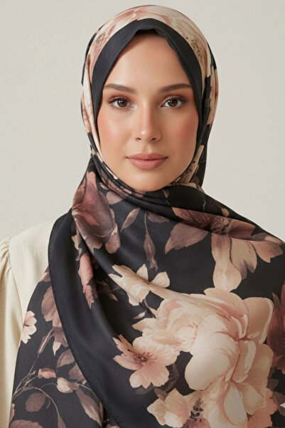 MetuCA Women's Brown Framed Large Floral Patterned Cotton Soft Textured Seaso...