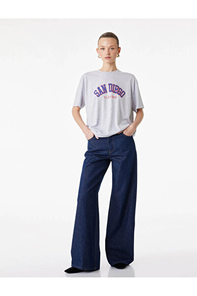 Koton Κοντομάνικο μπλουζάκι με τύπωμα Bisiklet Yaka με τύπωμα