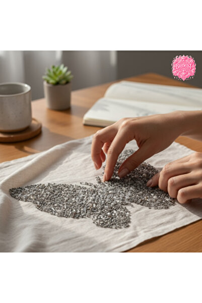 BRIDEIST WEDDING CO Duman Taşı Görünümlü Kelebek Transfer|Kristal Isı Baskı|Ü...