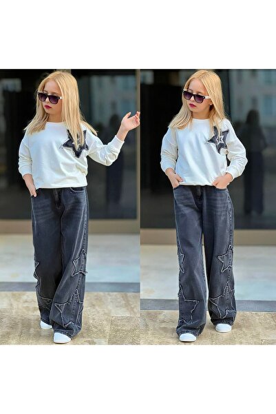 Bisahane Κοριτσίστικο Σετ Τζιν με Αστραφτερά Αστέρια και Γκλίτερ