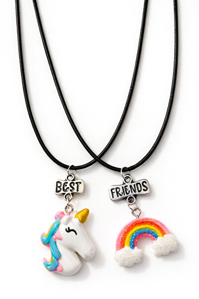 MakeWell Rainbow Ice Cream Unicorn Design 2-Piece Necklaces