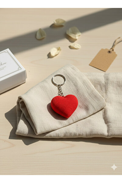 3D Knitted Patterned Heart Keychain