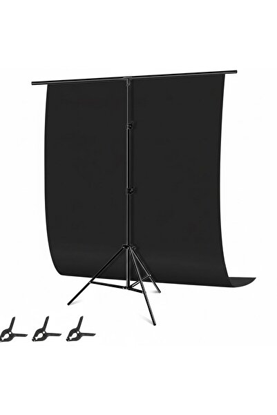AZT 150*200cm T Stand Bar Fon Tutucu + Siyah Fon Perde Black Background Backd...