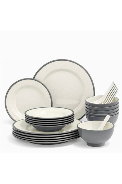 LANDREEN 24-piece shatterproof melamine dinnerware set, dishwasher safe, suit...