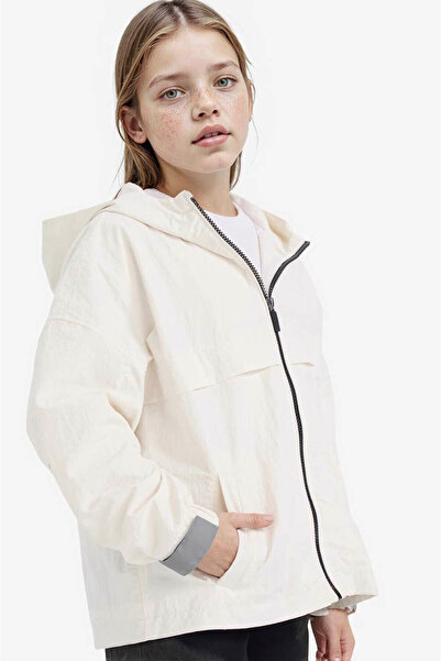 DeFacto Hooded Mesh Lined Ecru Girls' Raincoat & Windbreaker F3564A8/Er140