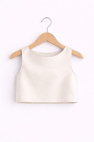 SUNEH Kız Çocuk Ekru Crop Party, Özel Gün ,Doğum Günü Kombin Büstiyer