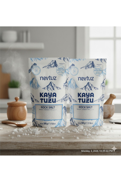 nevtuz Kaya Tuzu İyotlu Sofra Tuzu 500 gr (Rafine Edilmemiştir) 2 ADET