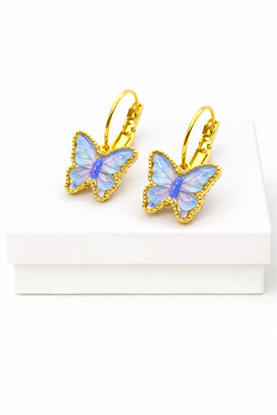 MakeWell High-Quality Brass Dangle Earrings with Purple Butterfly Figure – El...