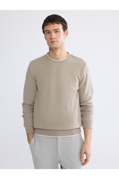LC Waikiki Mg Trenden Beige Crew Neck Men's Sweatshirt