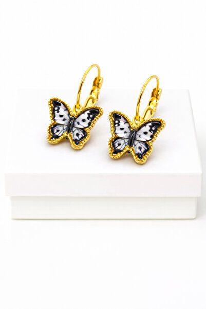 MakeWell High-Quality Brass Dangle Earrings with Purple Butterfly Figure – El...