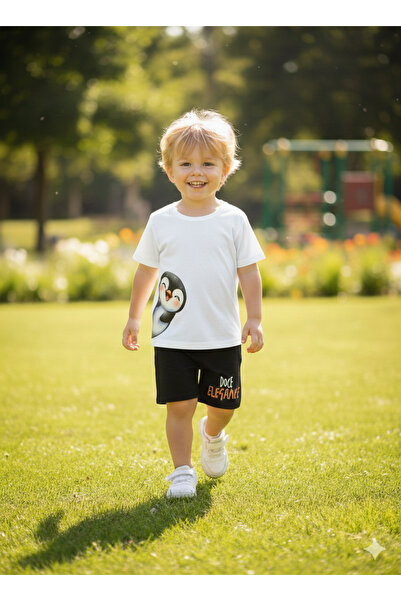 DOCE ELEGANTE SET DE VARĂ PENTRU COPII CU IMPRIMEU PINGUIN DRĂGUȚ