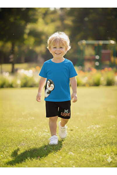 DOCE ELEGANTE SET DE VARĂ PENTRU COPII CU IMPRIMEU PINGUIN DRĂGUȚ