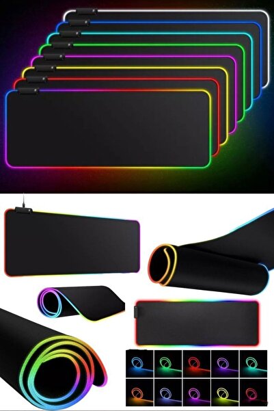 Munico Led Mouse Pad Renkli Rgb Işık Efekti Büyük Yüzey Bilgisayar Mousepad M...