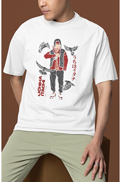 SEVBANO Tricou unisex supradimensionat cu imprimeu Uchiha Itachi, cu personaj...