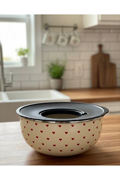 EmayeBurada Enamel 3-Piece Mixing, Whisking, Storage Container - Salad Container