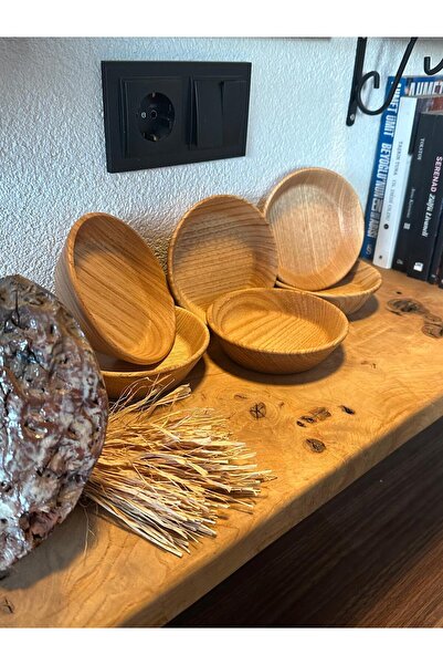 Carveni Doğal Ahşap Kase Sunumluk 5'li