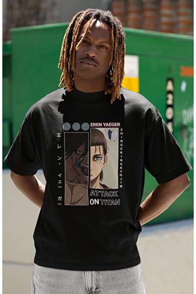 SEVBANO Tricou cu caracter anime oversize unisex cu imprimeu Attack On Titan ...