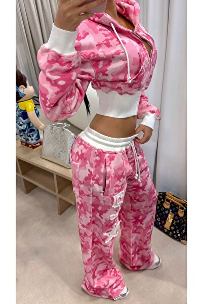 DENİKK Trend Premium Design Embroidery Print 3-Yarn Crop Cardigan - Baggy Swe...