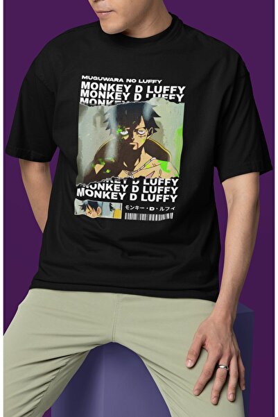 SEVBANO Σχεδιασμένο μπλουζάκι Monkey D. Luffy με στάμπα, Unisex, Oversize, On...