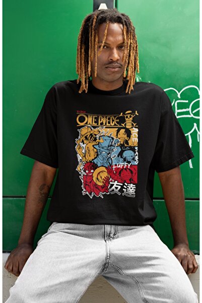 SEVBANO تي شيرت أنيمي كبير الحجم مطبوع عليه شخصيات ون بيس بورتغاس دي. آيس ساب...