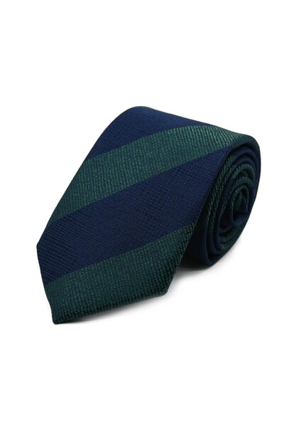Sade Kravat Yeşil Lacivert Özel Çizgili Kravat 32895 Yeşil