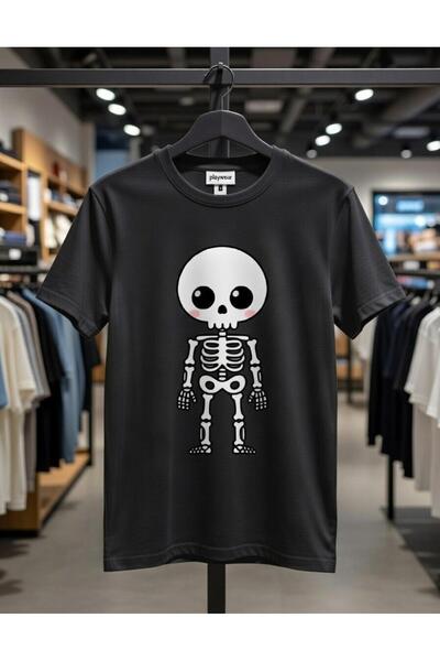 playwear PLAY WEAR Tricou unisex cu imprimeu BIG EYES SKELETON, cu decolteu r...