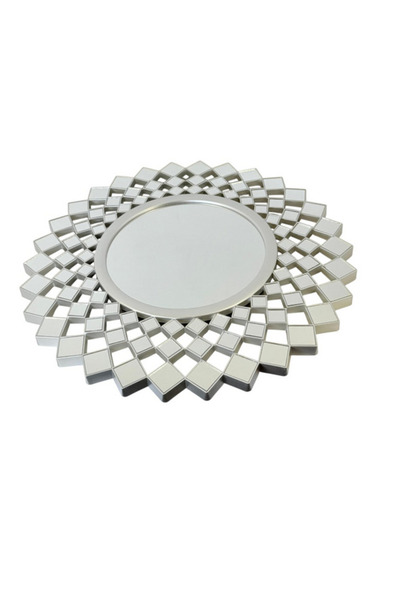 JUC Round decorative mirror with geometric mosaic frame, modern design