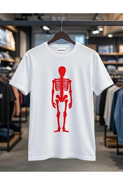 playwear PLAY WEAR Tricou unisex cu imprimeu RED SKELETON, cu decolteu rotund