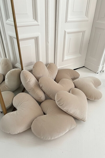 FARCY 1 Piece XXL Size Velvet Fabric Decorative Heart Pillow (60 cm)