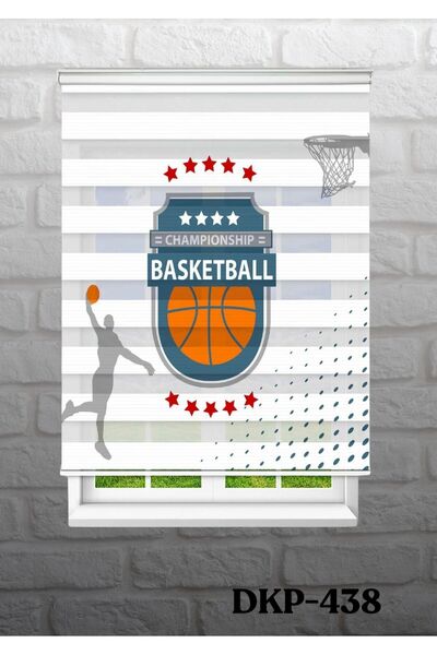 DOKUPER BASKETBOL DİJİTAL BASKILI ZEBRA PERDE-COCUK ODASI-STOR PERDE