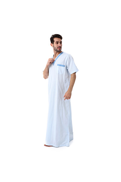 Generic جلابية رجالي 100% قطن لون سماوي فاتح