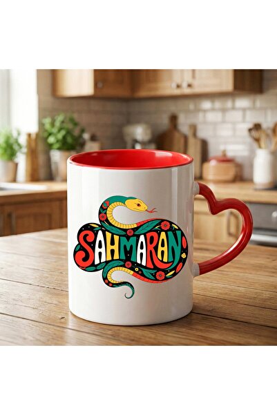 ZERYA كوب على شكل قلب باللون الأحمر بتصميم شاهماران - كوب على شكل قلب من شاهم...