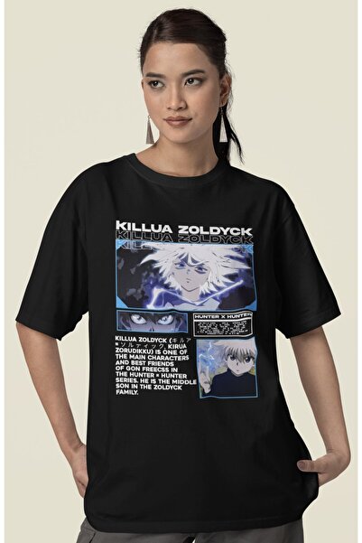 SEVBANO Tricou anime oversize unisex cu imprimeu Killua Zoldyck Hunter X Hunter
