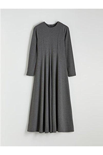 LC Waikiki M1 Sezon Gray Crew Neck Flared Dress