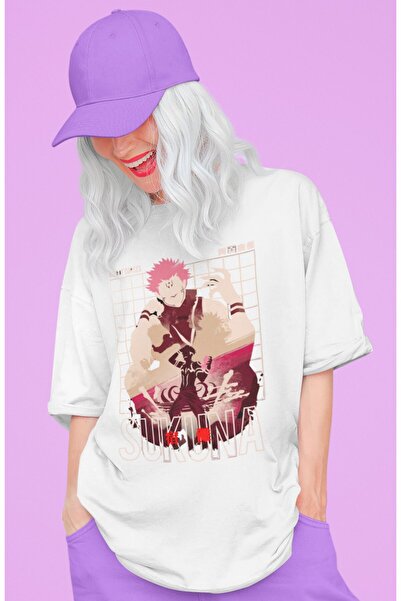 SEVBANO Tricou unisex supradimensionat cu imprimeu Ryomen Sukuna Jujutsu Kais...