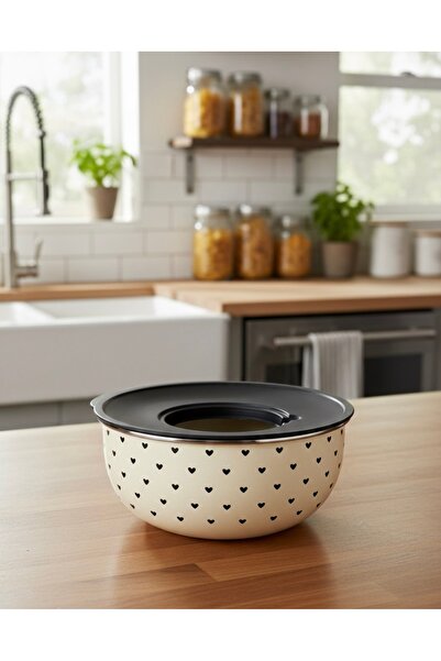 EmayeBurada Enamel 3-Piece Mixing, Whisking, Storage Container - Salad Container