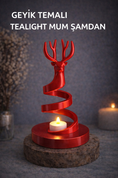 Triforge3D Dekoratif Geyik Figürlü Tealight Mumluk | Şık ve Modern Tasarım