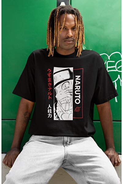 SEVBANO Tricou unisex supradimensionat cu imprimeu Naruto Uzumaki cu personaj...