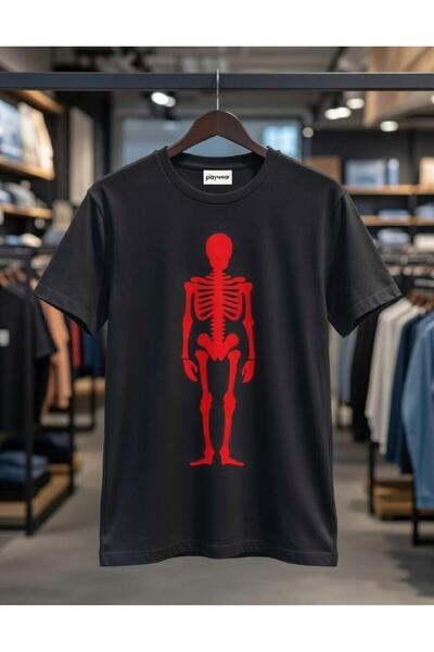 playwear PLAY WEAR Tricou unisex cu imprimeu RED SKELETON, cu decolteu rotund