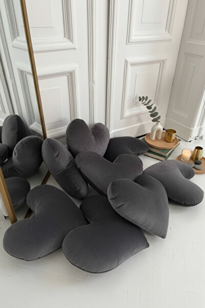 FARCY 1 Piece XXL Size Velvet Fabric Decorative Heart Pillow (60 cm)