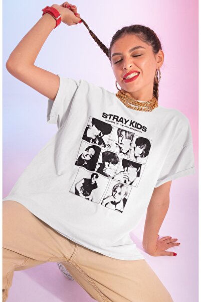 SEVBANO Tricou unisex supradimensionat cu imprimeu Stray Kids pentru trupa mu...